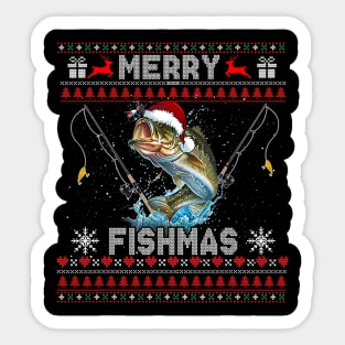 Ugly Merry Fishmas Christmas Snow Funny Fishing Xmas Sticker